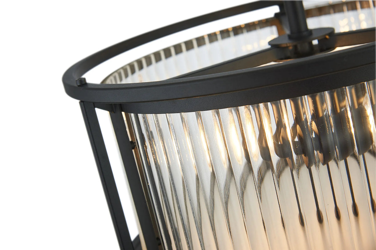 Fabula Jennifer Round Flush/Semi / Convertible Pendant Light – Black & Clear Glass