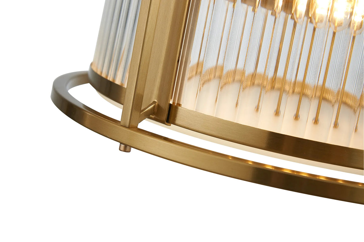 Fabula Jennifer Round Flush/Semi / Convertible Pendant Light – Brass & Clear Glass