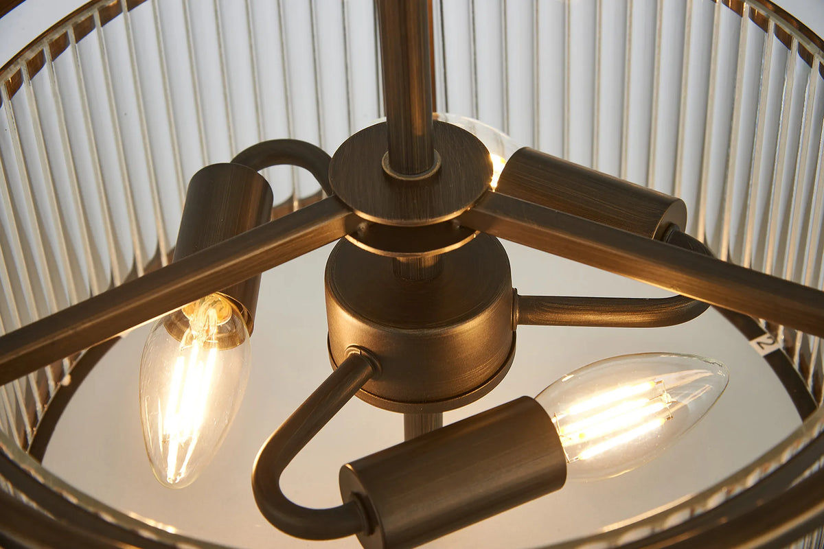 Fabula Jennifer Round Flush/Semi / Convertible Pendant Light – Bronze & Clear Glass