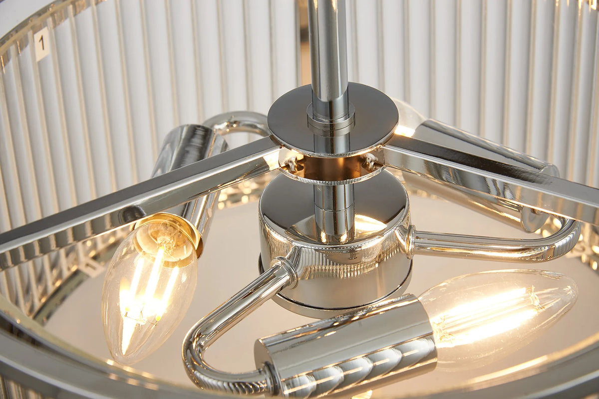 Fabula Jennifer Round Flush/Semi / Convertible Pendant Light – Polished Chrome & Clear Glass