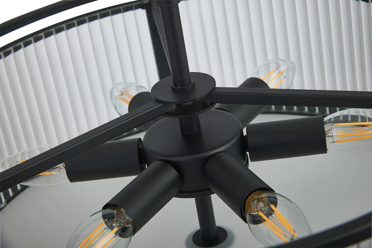 Fabula Jennifer Round Flush/Semi / Convertible Pendant Light – Black & Clear Glass