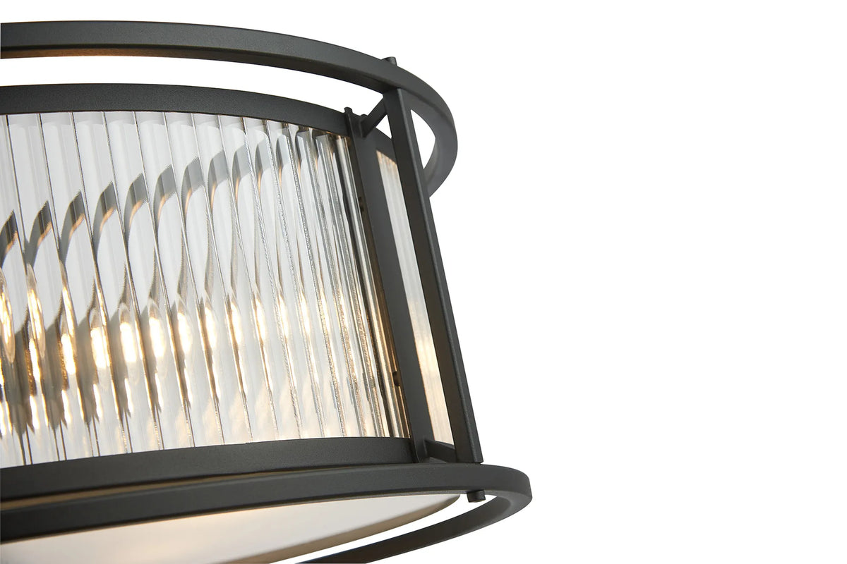 Fabula Jennifer Round Flush/Semi / Convertible Pendant Light – Black & Clear Glass