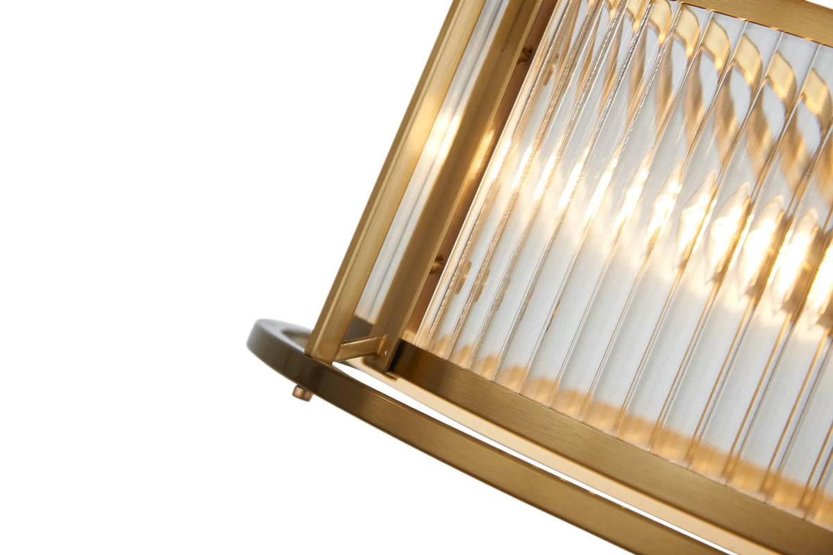Fabula Jennifer Round Flush/Semi / Convertible Pendant Light – Brass & Clear Glass