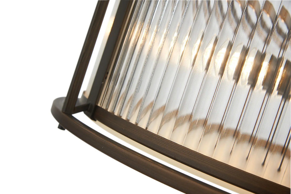 Fabula Jennifer Round Flush/Semi / Convertible Pendant Light – Bronze & Clear Glass