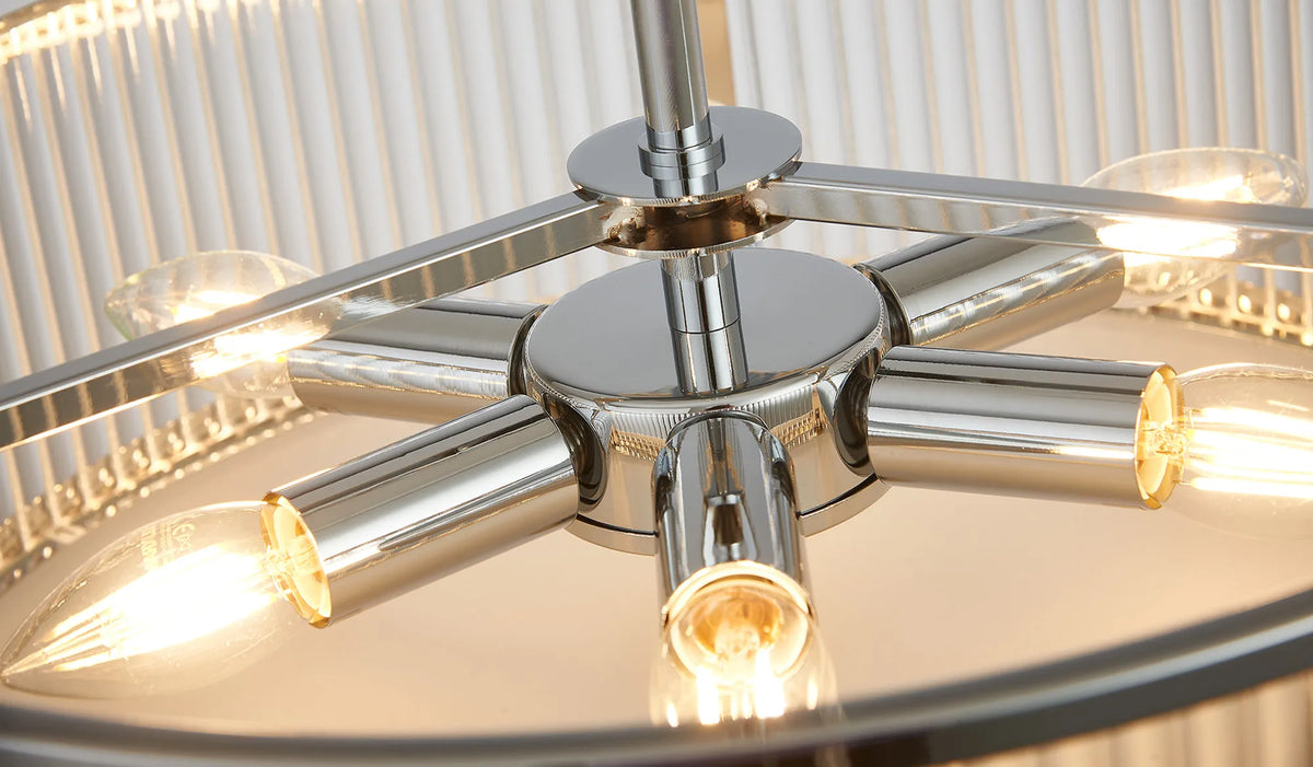 Fabula Jennifer Round Flush/Semi / Convertible Pendant Light – Polished Chrome & Clear Glass