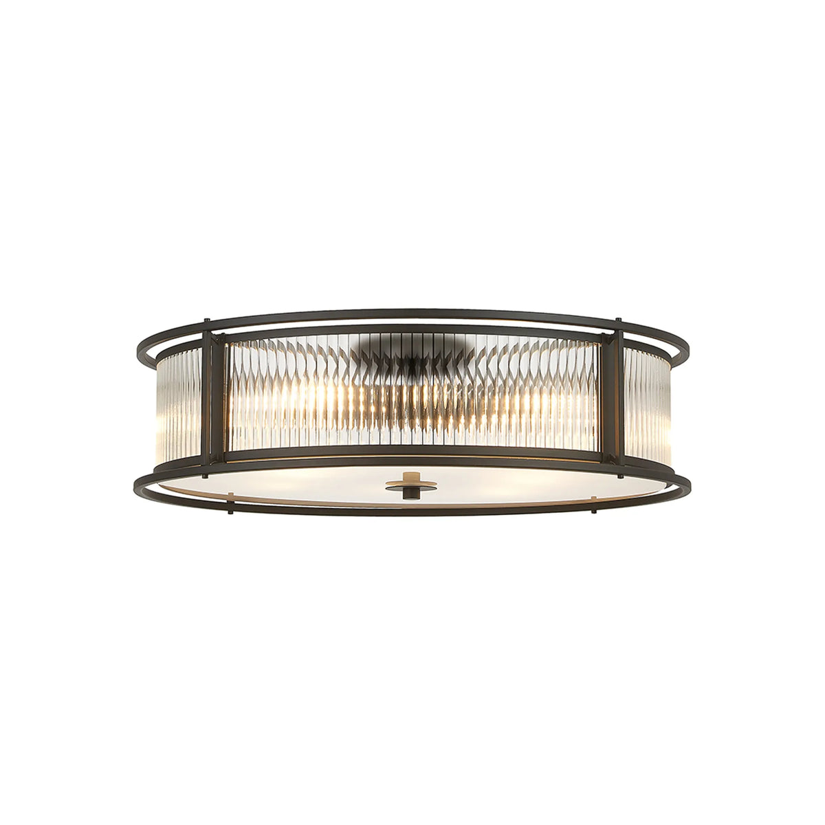 Fabula Jennifer Round Flush/Semi / Convertible Pendant Light – Black & Clear Glass