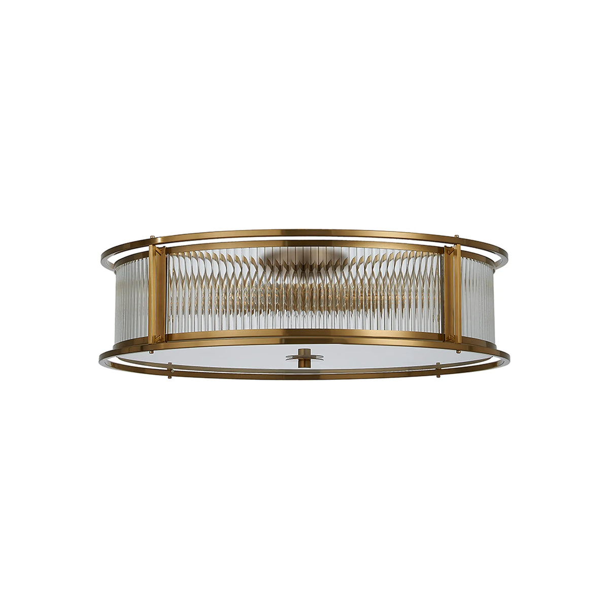 Fabula Jennifer Round Flush/Semi / Convertible Pendant Light – Brass & Clear Glass