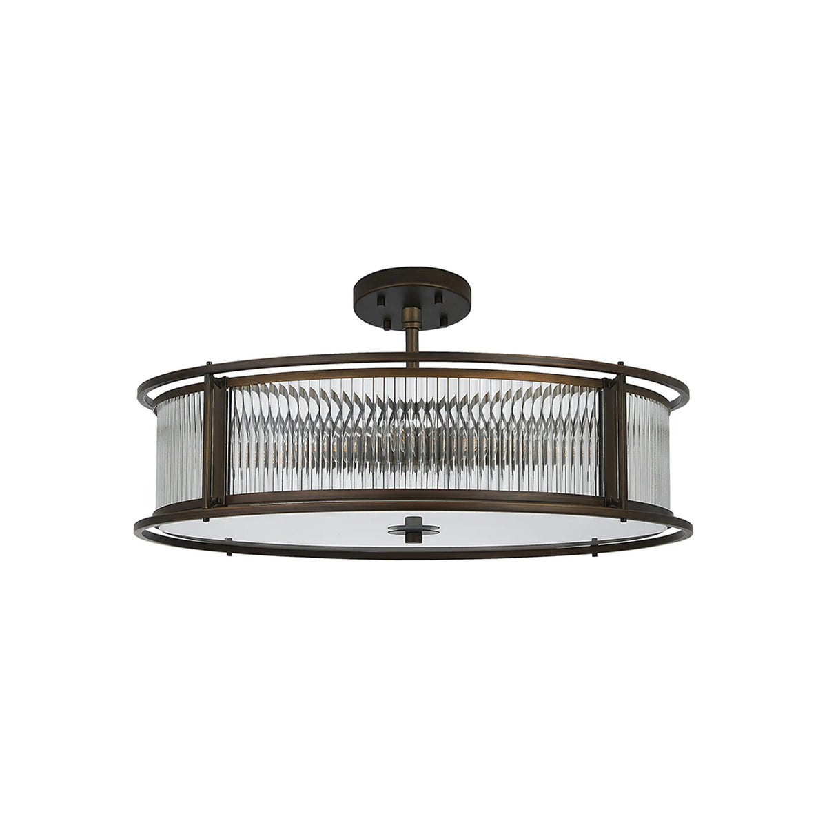 Fabula Jennifer Round Flush/Semi / Convertible Pendant Light – Bronze & Clear Glass