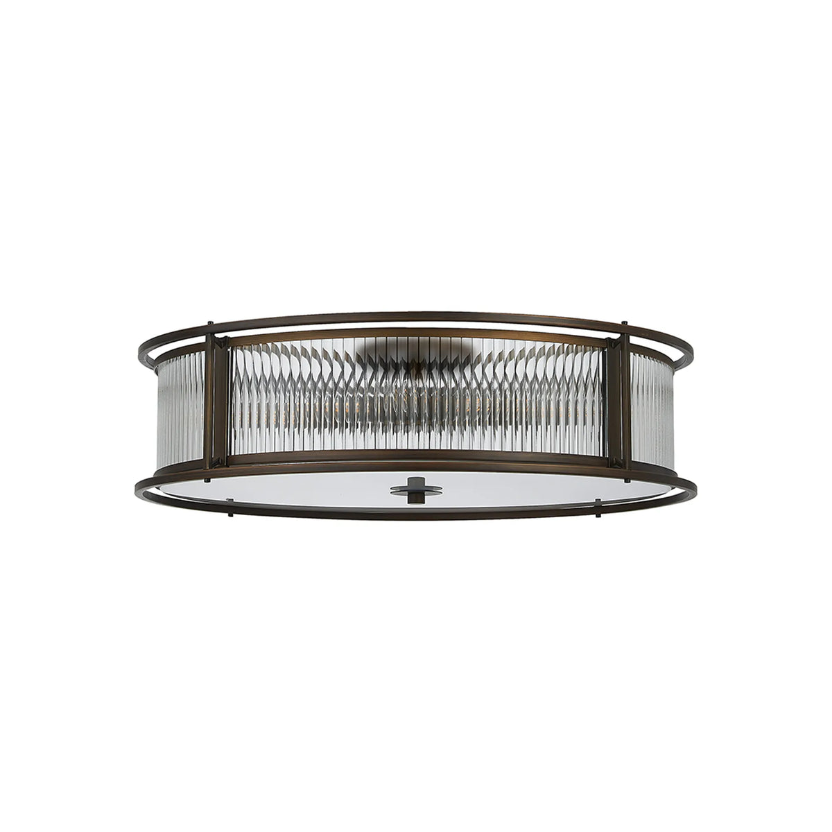 Fabula Jennifer Round Flush/Semi / Convertible Pendant Light – Bronze & Clear Glass