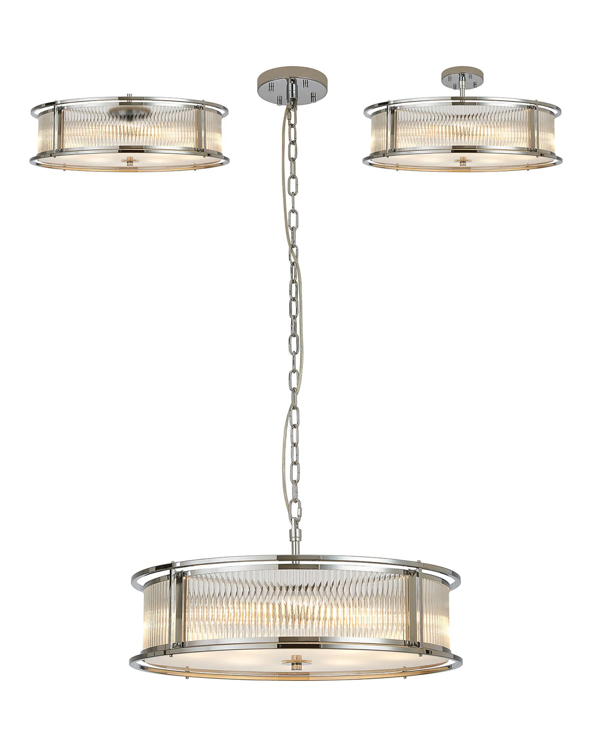 Fabula Jennifer Round Flush/Semi / Convertible Pendant Light – Polished Chrome & Clear Glass 65 cm