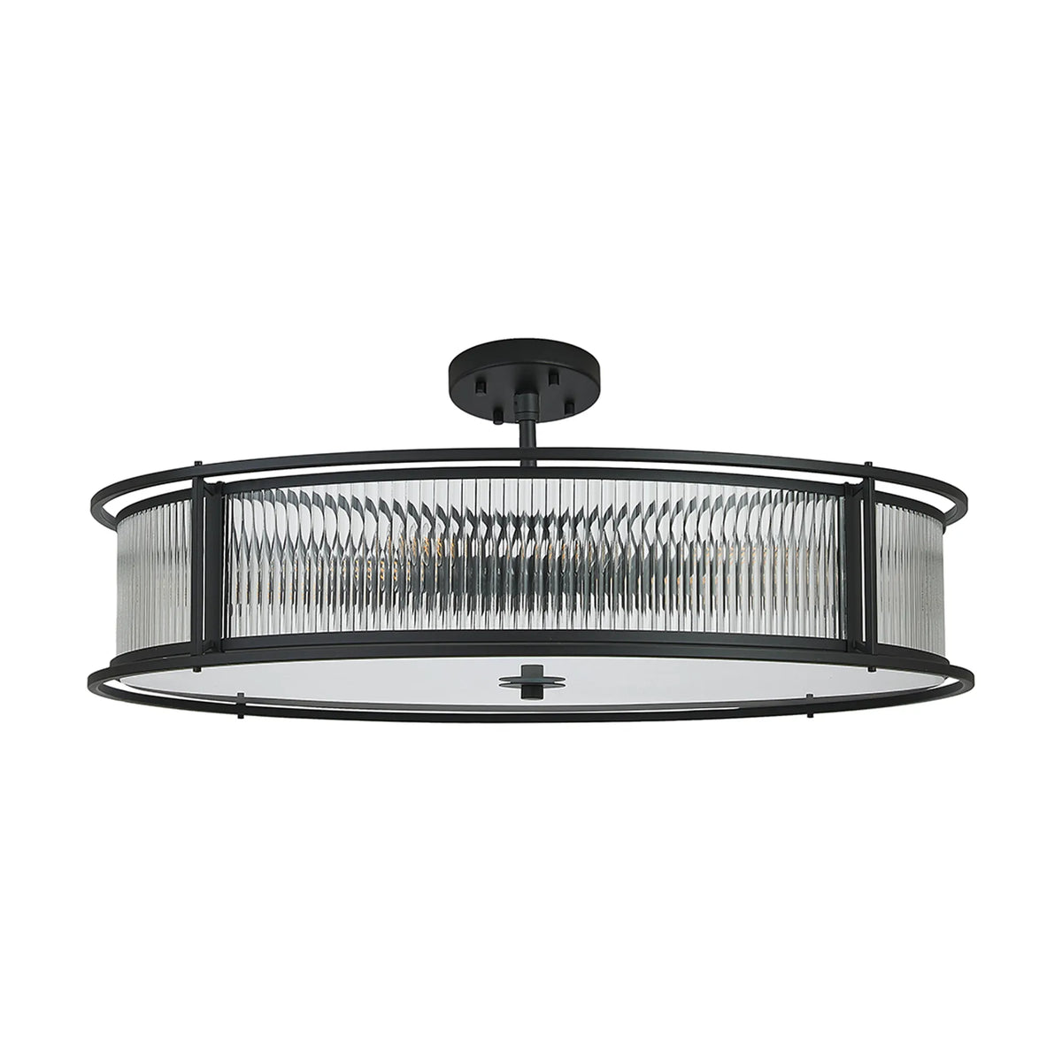 Fabula Jennifer Round Flush/Semi / Convertible Pendant Light – Black & Clear Glass