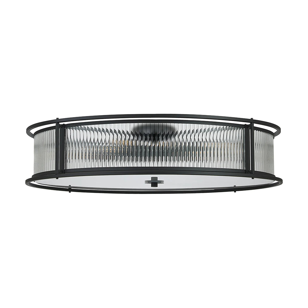 Fabula Jennifer Round Flush/Semi / Convertible Pendant Light – Black & Clear Glass