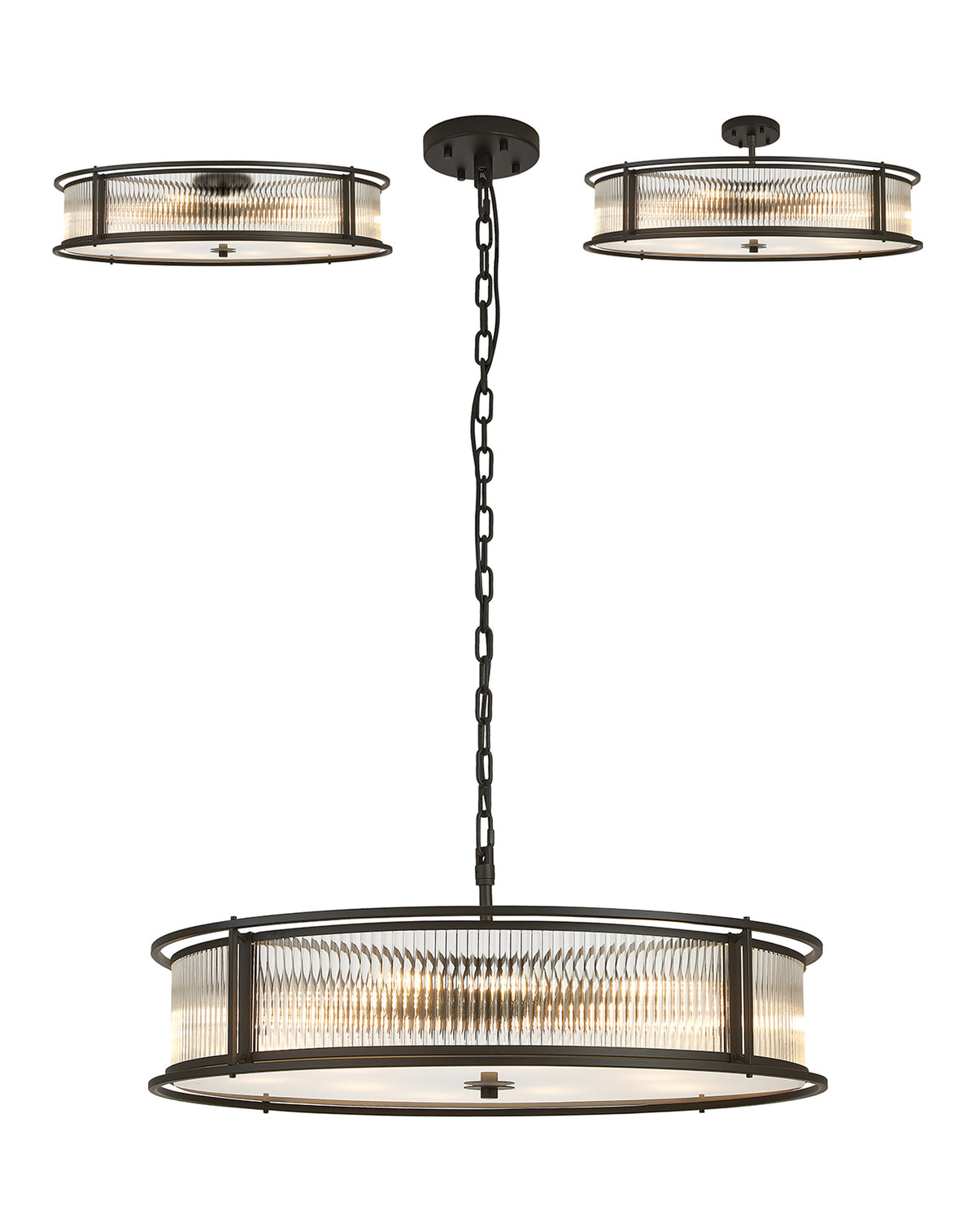 Fabula Jennifer Round Flush/Semi / Convertible Pendant Light – Black & Clear Glass 80 cm
