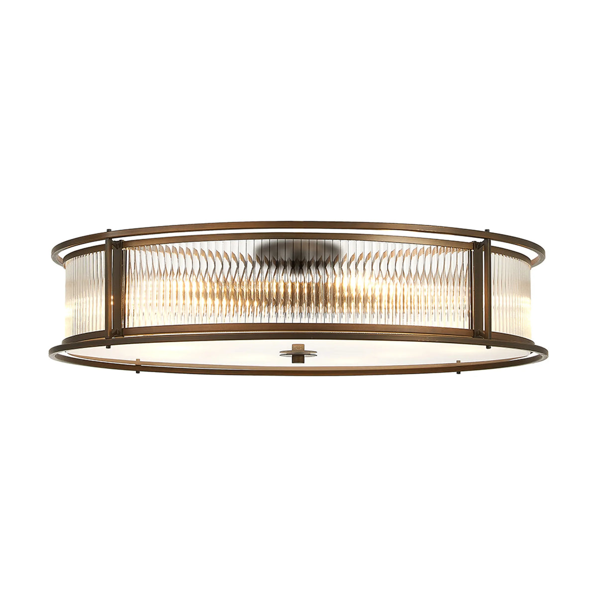 Fabula Jennifer Round Flush/Semi / Convertible Pendant Light – Bronze & Clear Glass