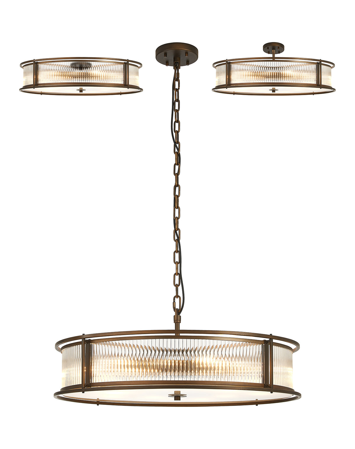 Fabula Jennifer Round Flush/Semi / Convertible Pendant Light – Bronze & Clear Glass 80 cm