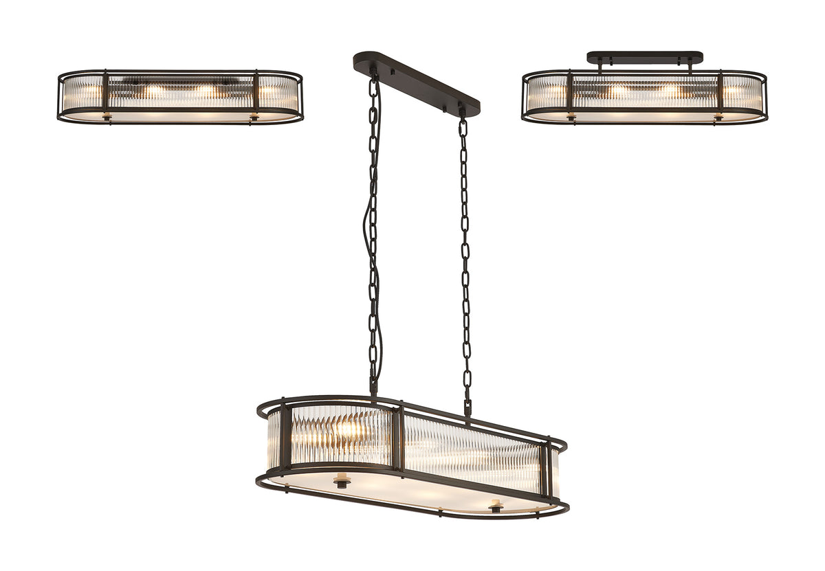 Fabula Jennifer x Oval Flush/Semi / Pendant Light – 100 cm – Satin Black & Clear Glass 100 cm