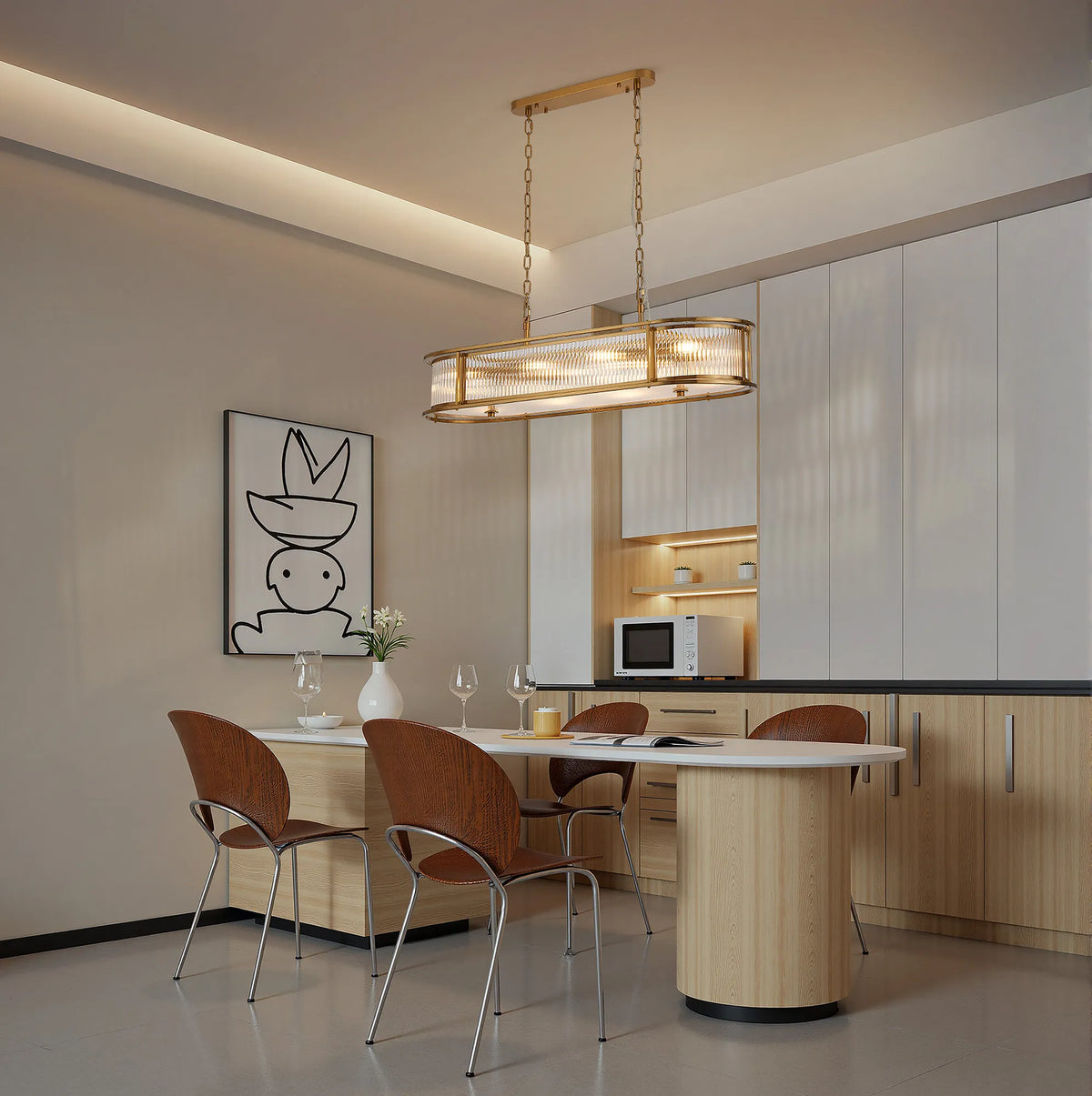 Fabula Jennifer x Oval Flush/Semi / Pendant Light – 100 cm – Brass & Clear Glass