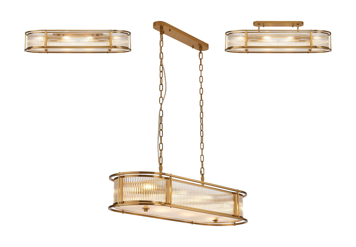 Fabula Jennifer x Oval Flush/Semi / Pendant Light – 100 cm – Brass & Clear Glass 100 cm