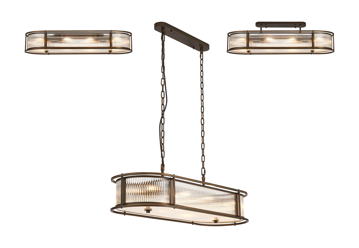 Fabula Jennifer x Oval Flush/Semi / Pendant Light – 100 cm – Bronze & Clear Glass 100 cm
