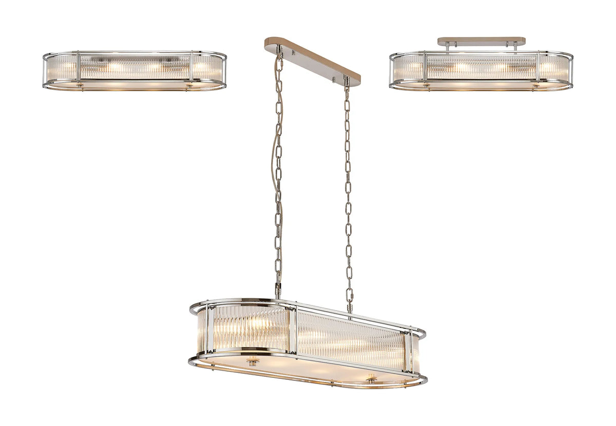 Fabula Jennifer x Oval Flush/Semi / Pendant Light – 100 cm – Polished Chrome & Clear Glass 100 cm