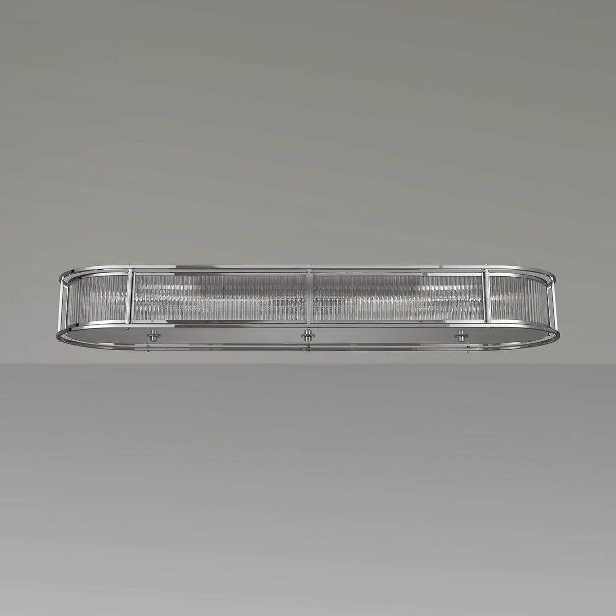 Fabula Jennifer 140 x Oval Flush/Semi / Pendant Light – 140 cm – Polished Chrome & Clear Glass