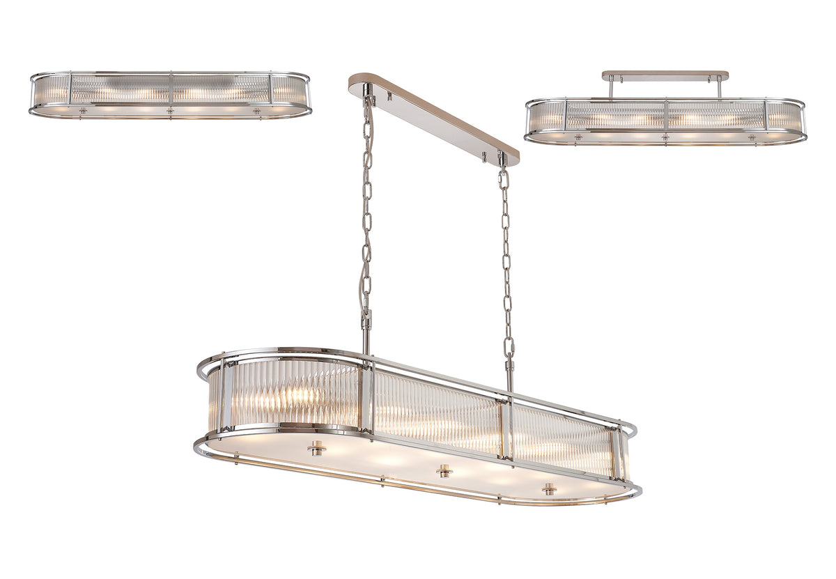 Fabula Jennifer 140 x Oval Flush/Semi / Pendant Light – 140 cm – Polished Chrome & Clear Glass 140 cm