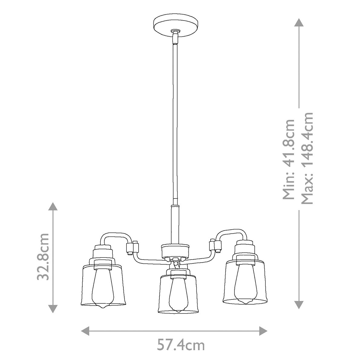Kichler Aivian 3 Light Chandelier - Weathered Brass
