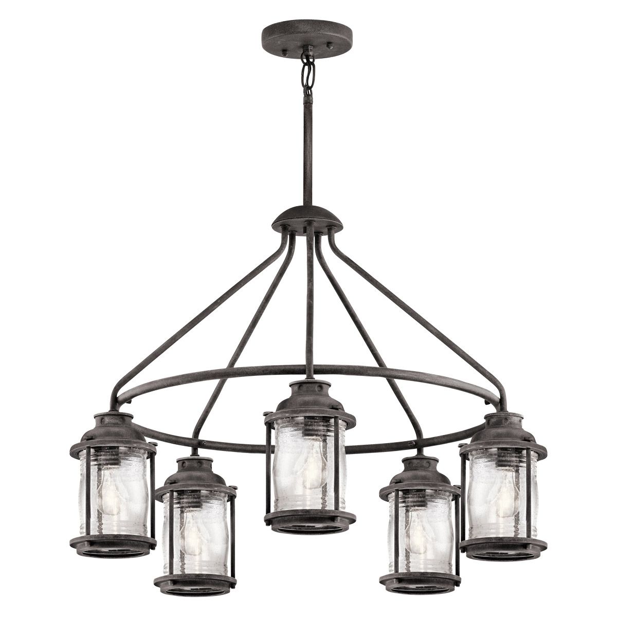 Kichler Ashland Bay 5 Light Outdoor Chandelier - Weathered Zinc