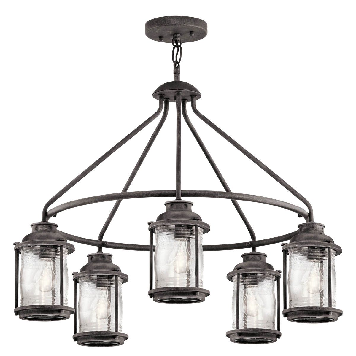 Kichler Ashland Bay 5 Light Outdoor Chandelier - Weathered Zinc