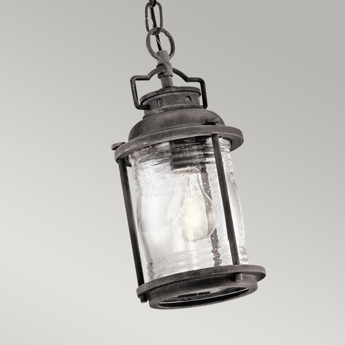 Kichler Ashland Bay Single Small Chain Lantern - Weathered Zinc