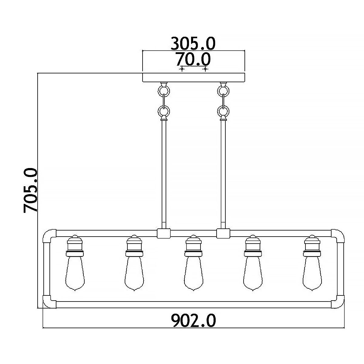 Kichler Imahn 5 Light Linear Chandelier - Black and Natural Brass