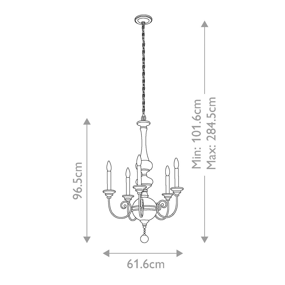 Kichler Rosalie 5 Light Chandelier - Sterling Gold