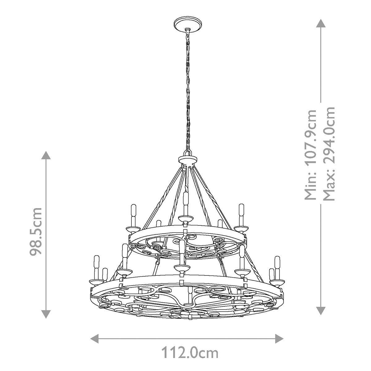 Kichler Taulbee 15 Light Chandelier - Weathered Zinc