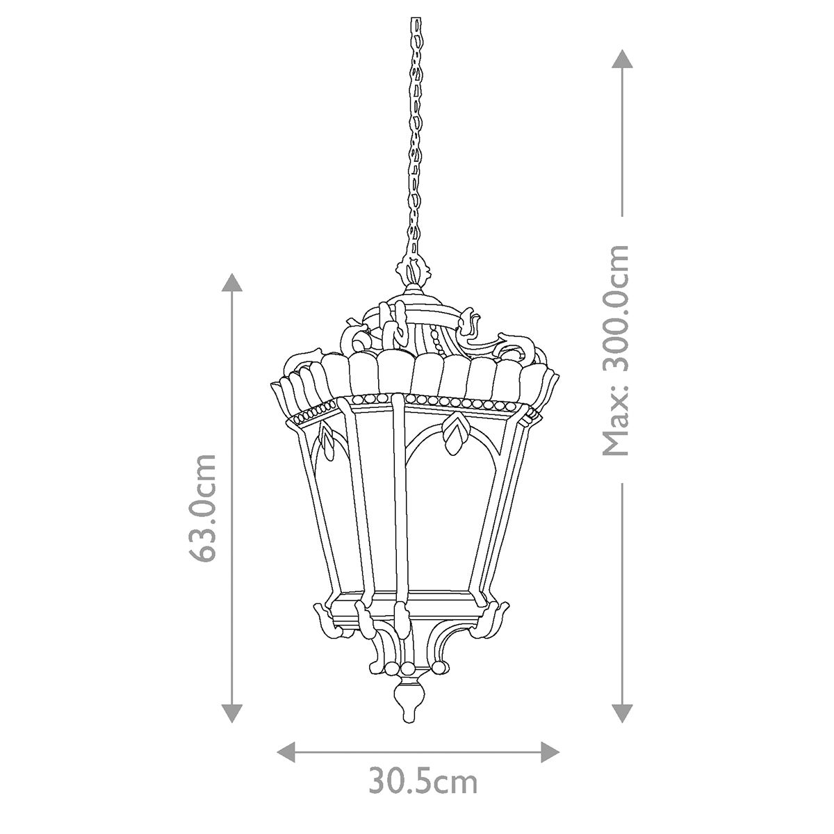 Kichler Tournai 3 Light Extra Large Chain Lantern - Londonderry