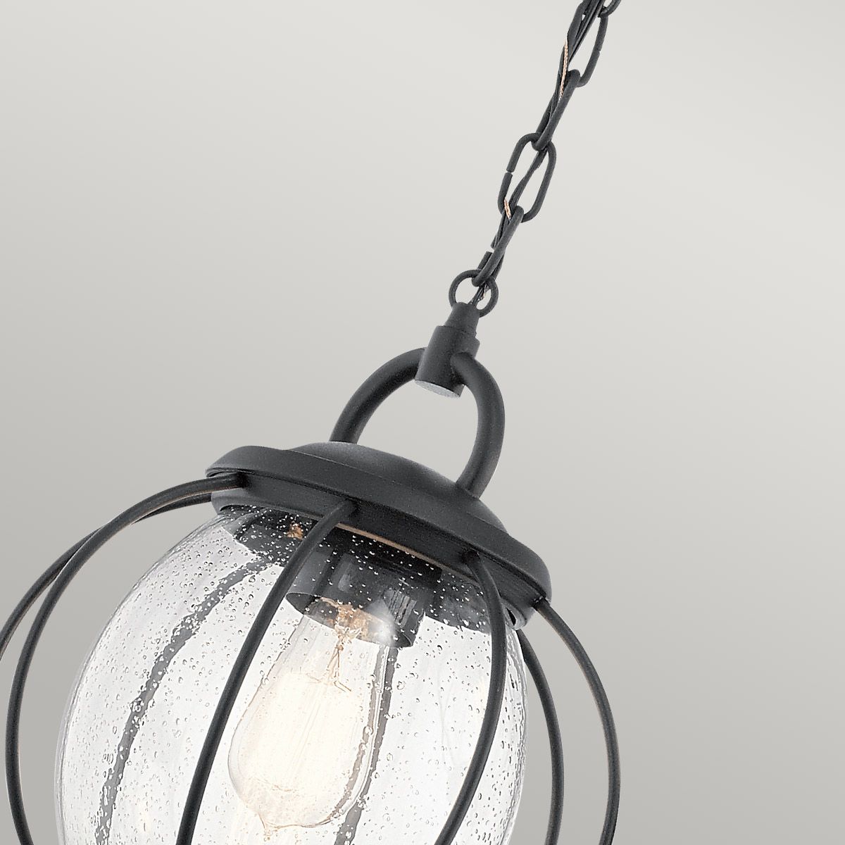 Kichler Vandalia Single Small Chain Lantern - Textured Black