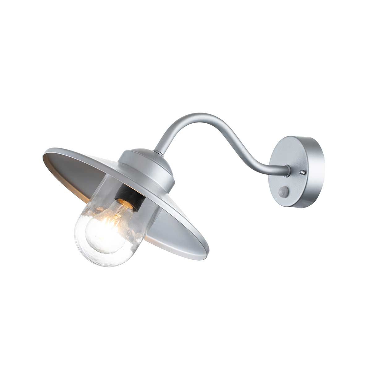 Elstead Klampenborg Single Wall Lantern with PIR - Silver