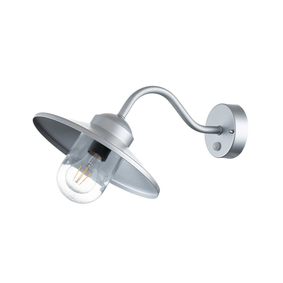 Elstead Klampenborg Single Wall Lantern with PIR - Silver