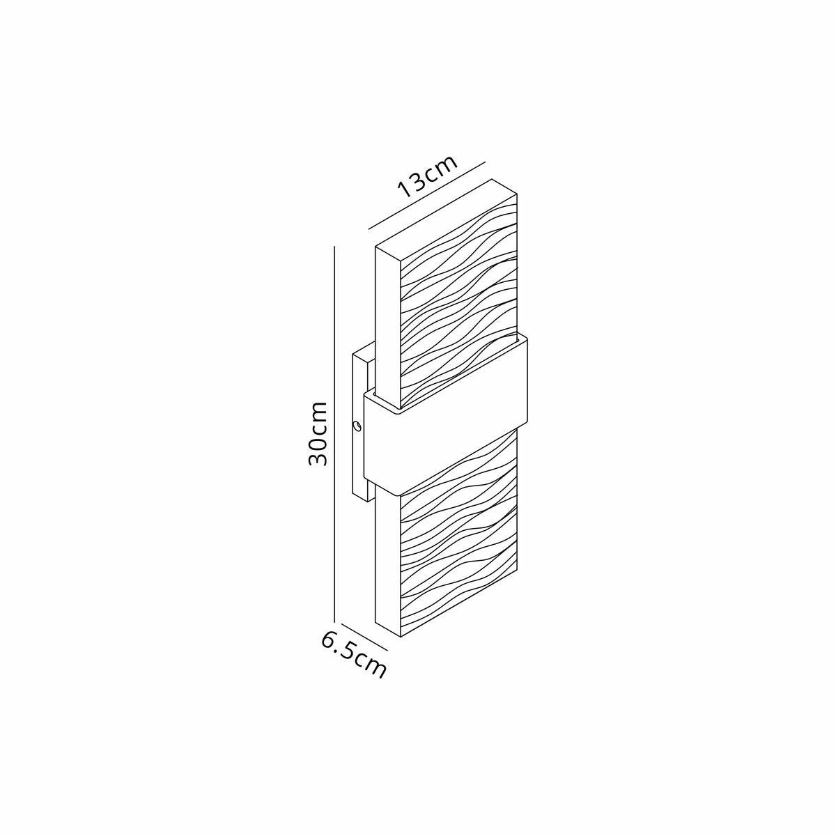 Fabula Havant IP65 Up/Down LED Wall Light – Black & Ripple Textured Glass