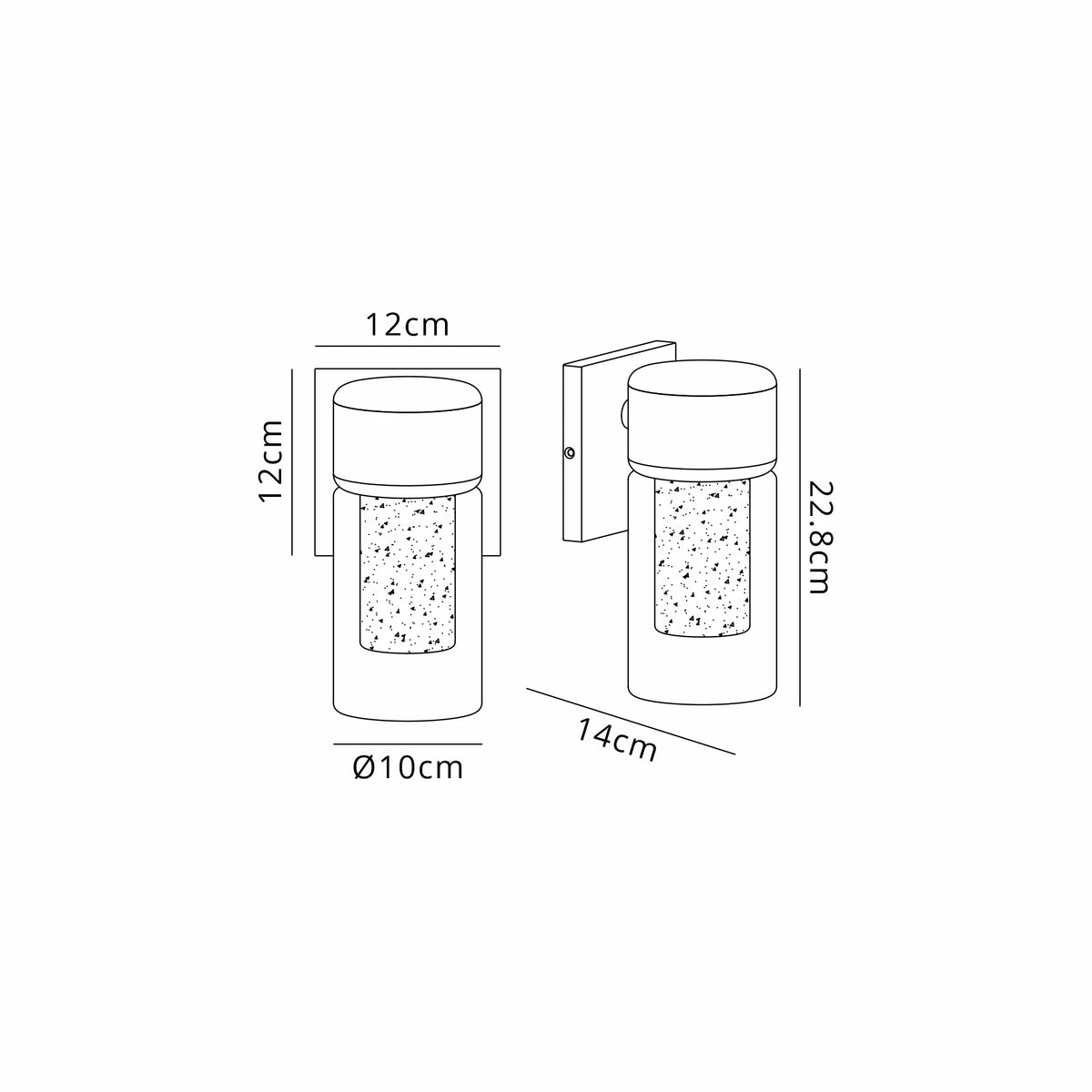 Fabula Henley Lamp 1 x GU10 Wall Light – 12 cm – Black & Clear & Frosted Shade (A) 150mm – IP65