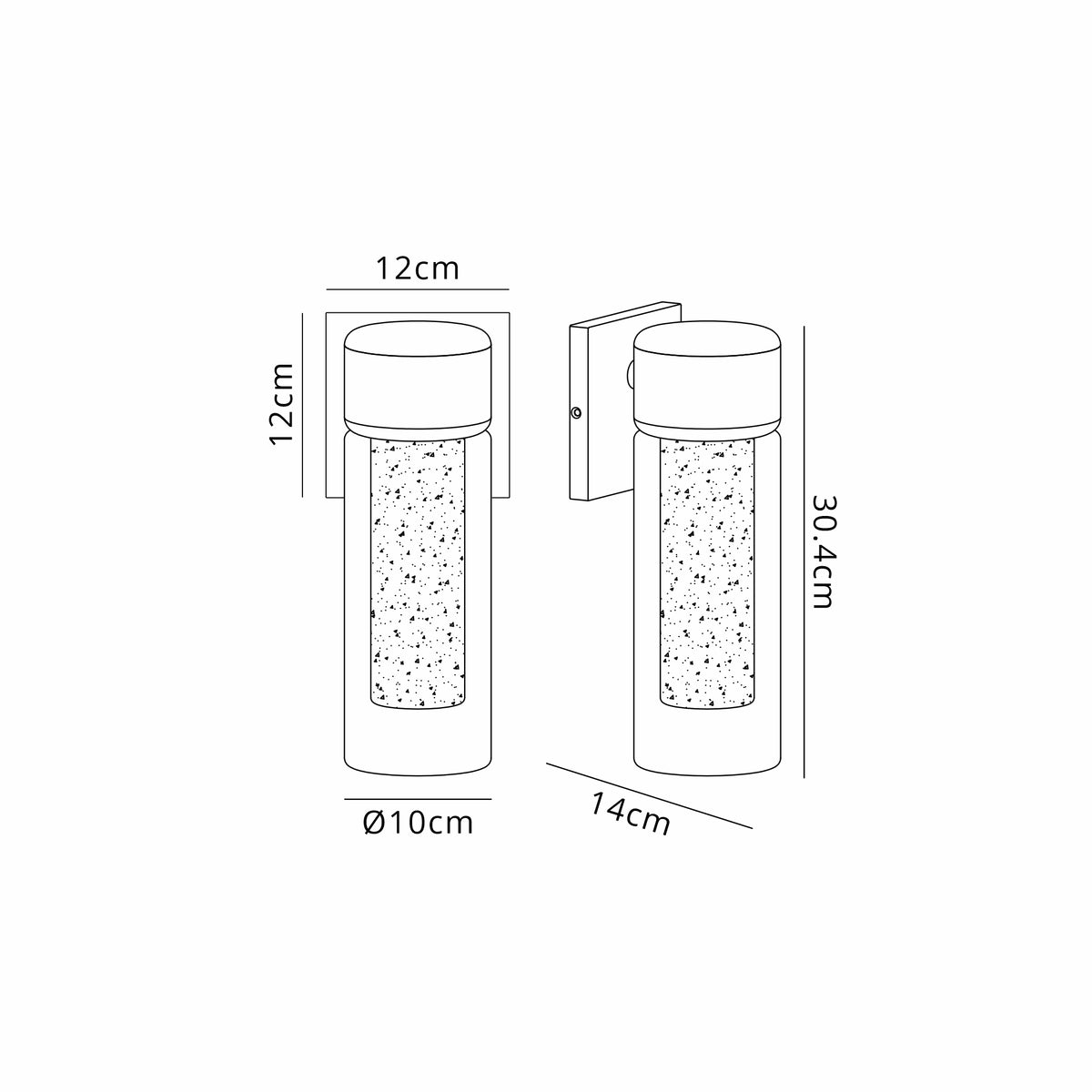 Fabula Henley Lamp 1 x GU10 Wall Light – 12 cm – Black & Clear & Frosted Shade (A) 230mm – IP65