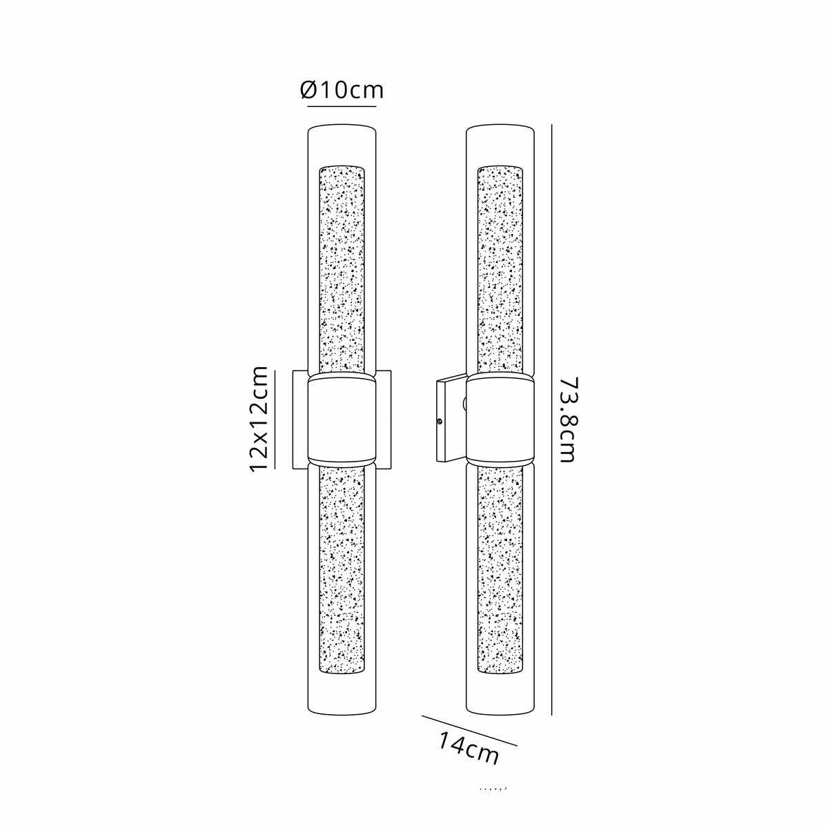 Fabula Henley Lamp 2 x GU10 Wall Light – 12 cm – Black & Clear & Frosted Shade (A) 305mm – IP65