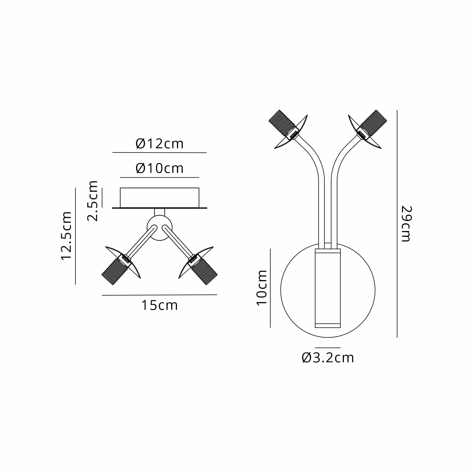 Deacon Curved Arm Wall Lamp (Frame Only) 2 Light - Satin Nickel
