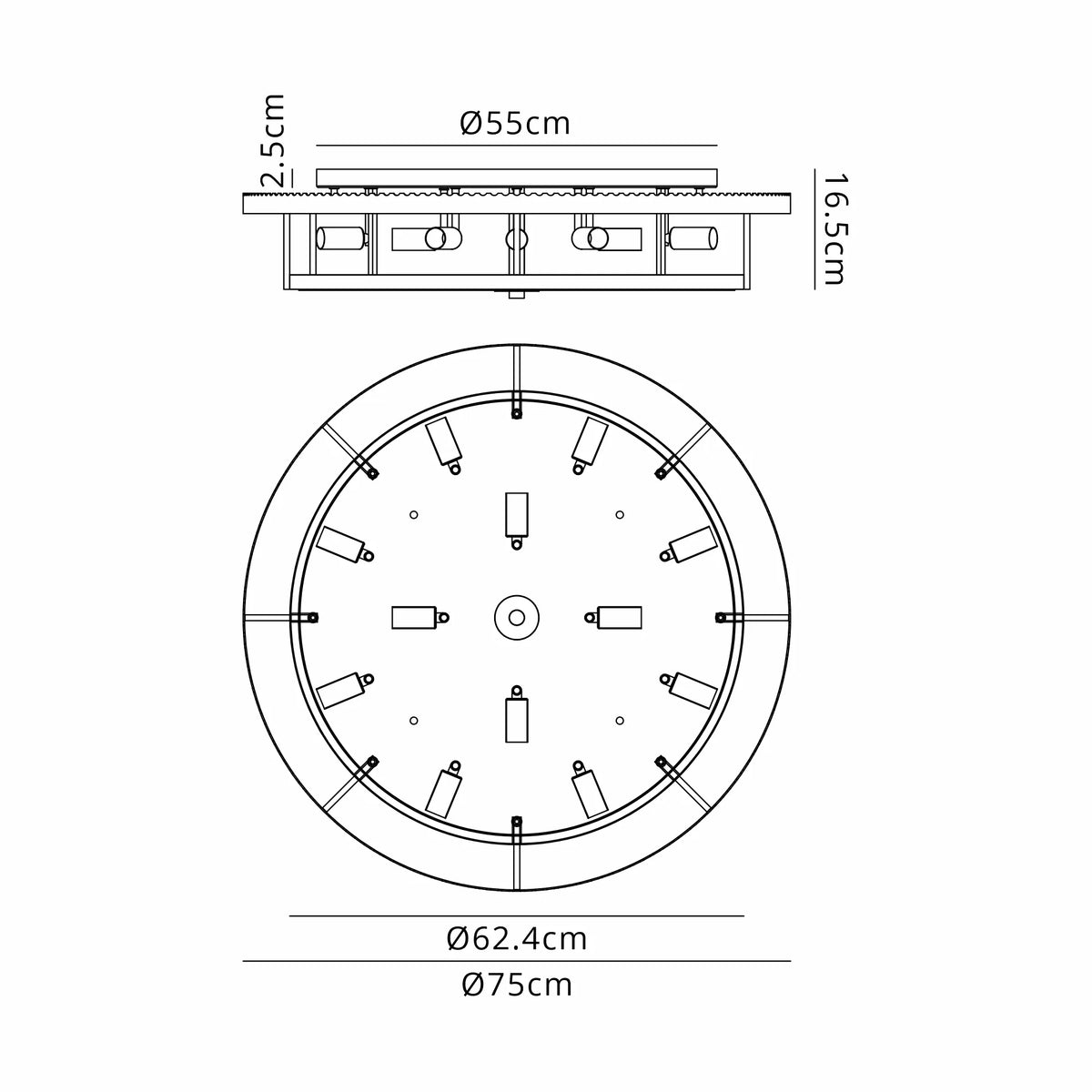 Fabula Hutton Round Flush Ceiling Light – Brass & Frosted Glass