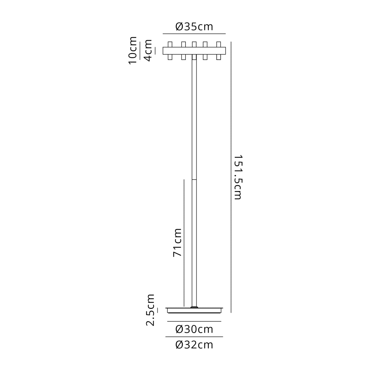 Fabula Kempton Glass Rod Floor Lamp – 35 cm – Painted Matt Bronze & Cognac