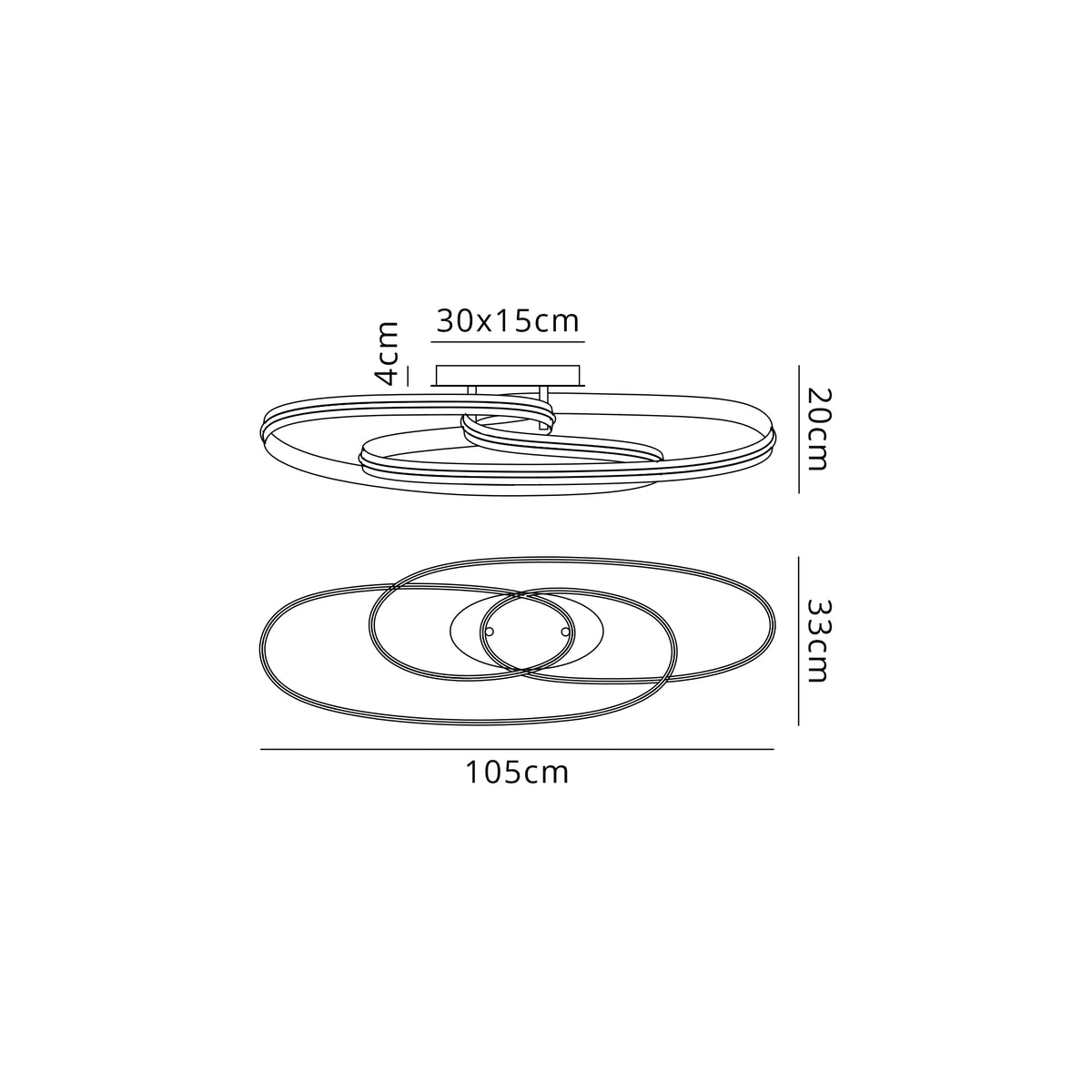 Fabula Laven Double Loop Flush Ceiling Light – 100.5 cm – Gold