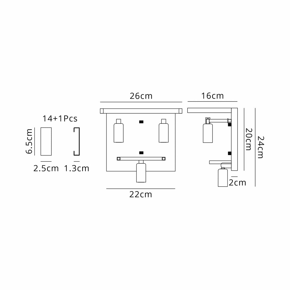 Fabula Ashby26 x Lamp Wall Light – 26 cm – Matt Gold & Clear Glass