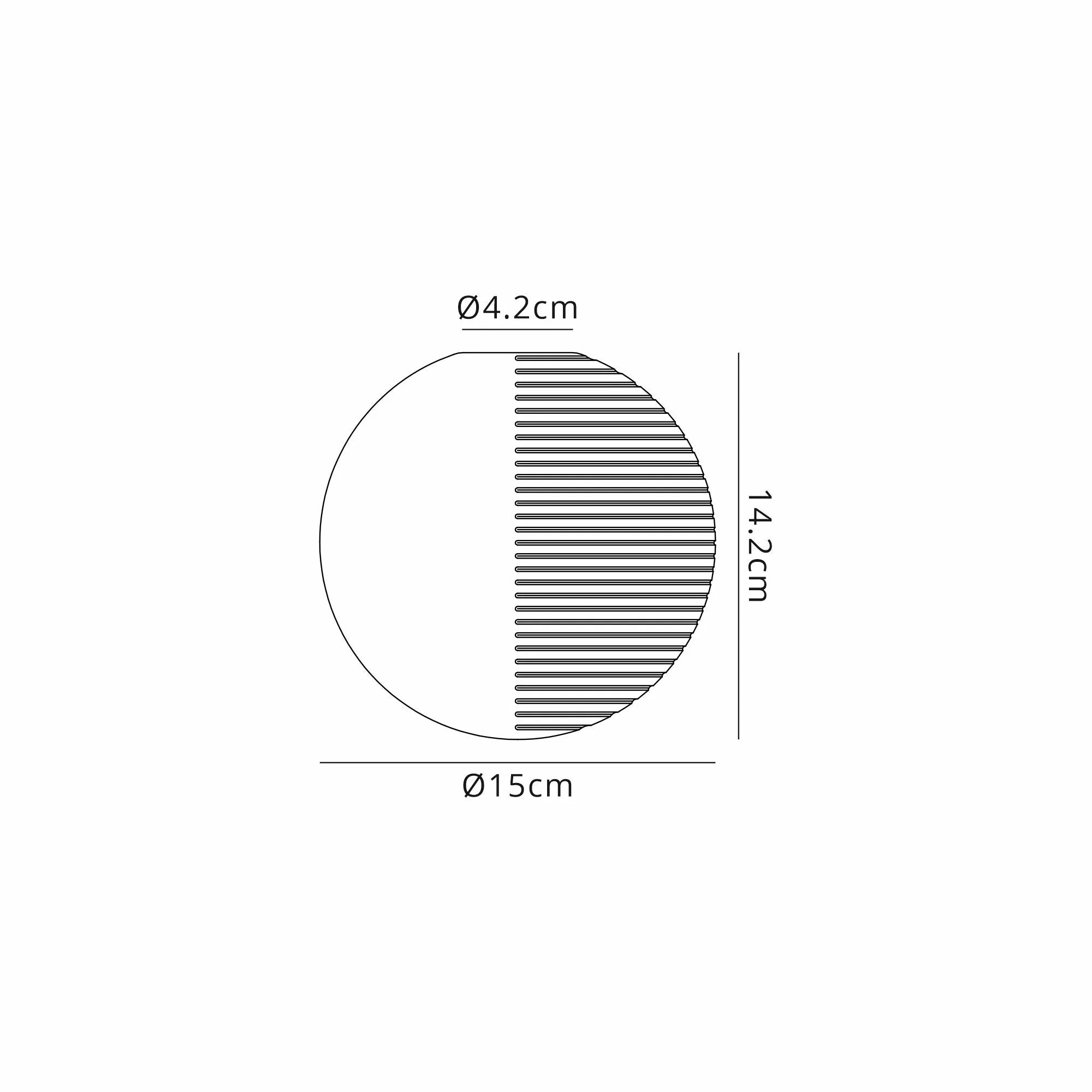 Sycamore 15cm Round Double Textured Smooth & Ribbed Glass Shade - Smoke Plated