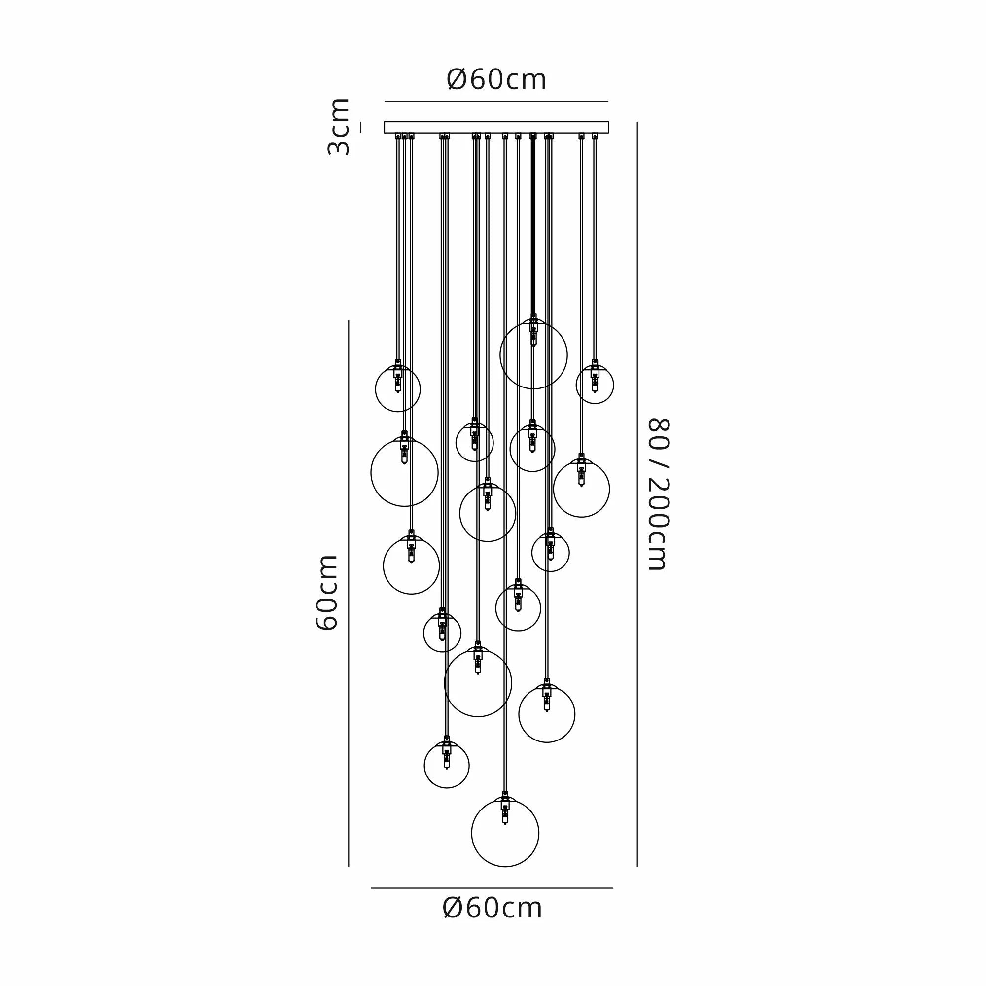 Deacon Pendant 16 Light - Satin Nickel Iridescent Plated Glass