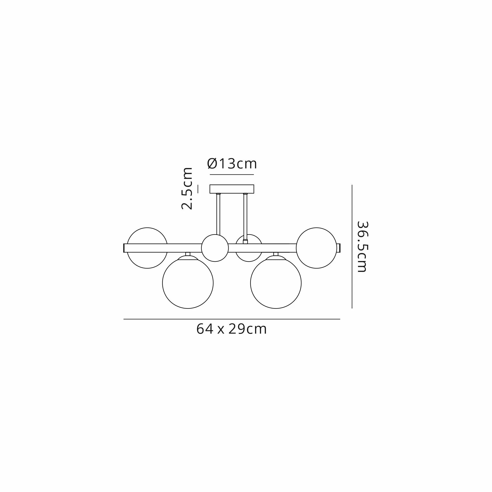 Deacon Semi Flush Ceiling Light - 6 Light - Satin Gold Iridescent Plated Glass