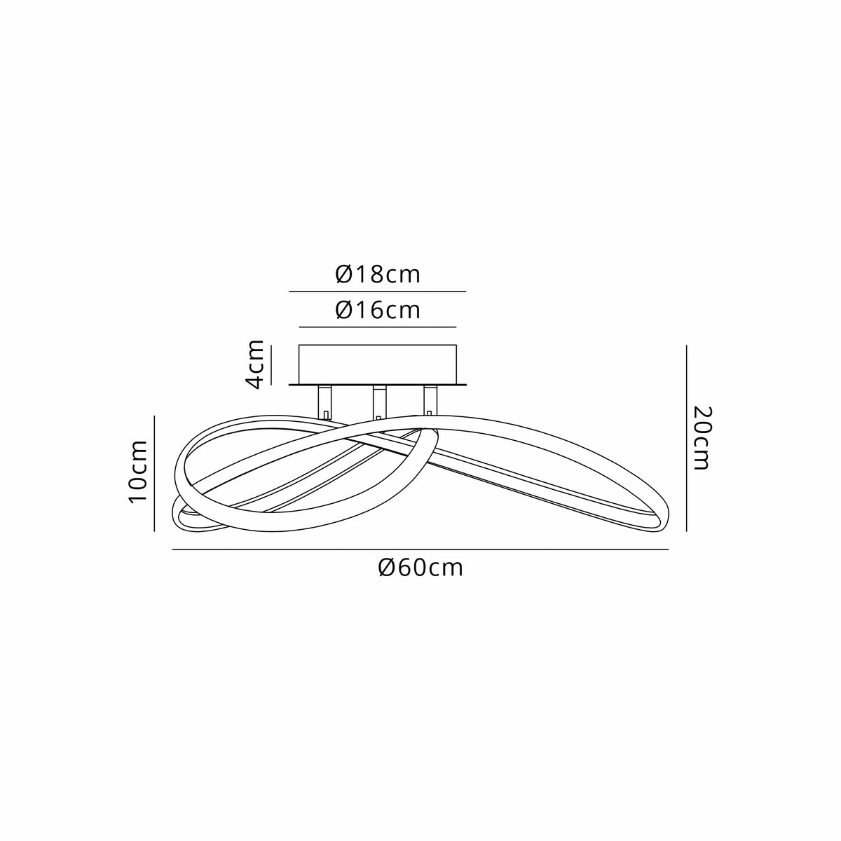 Fabula Bluebell Triac Dimmable Looped Flush Ceiling Light – 60 cm – Champagne Gold